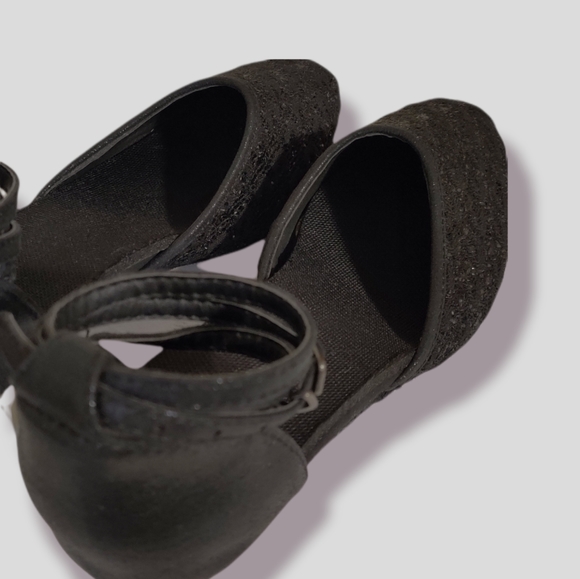 Italian Small Heel Sparkly Black Dance Shoes with Ankle Strap and Buckle - Picture 8 of 9